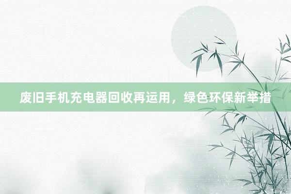 废旧手机充电器回收再运用，绿色环保新举措